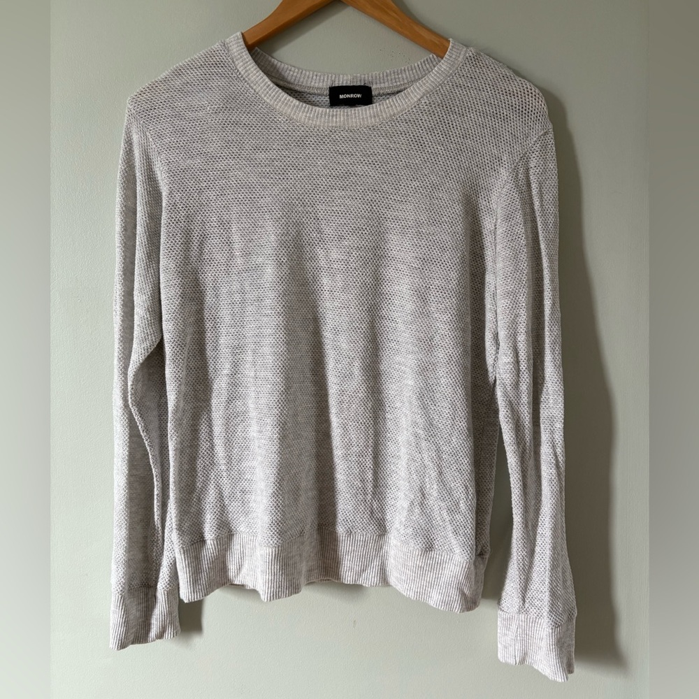 Monrow Sweatshirt Fishnet Sweater Top Grey M